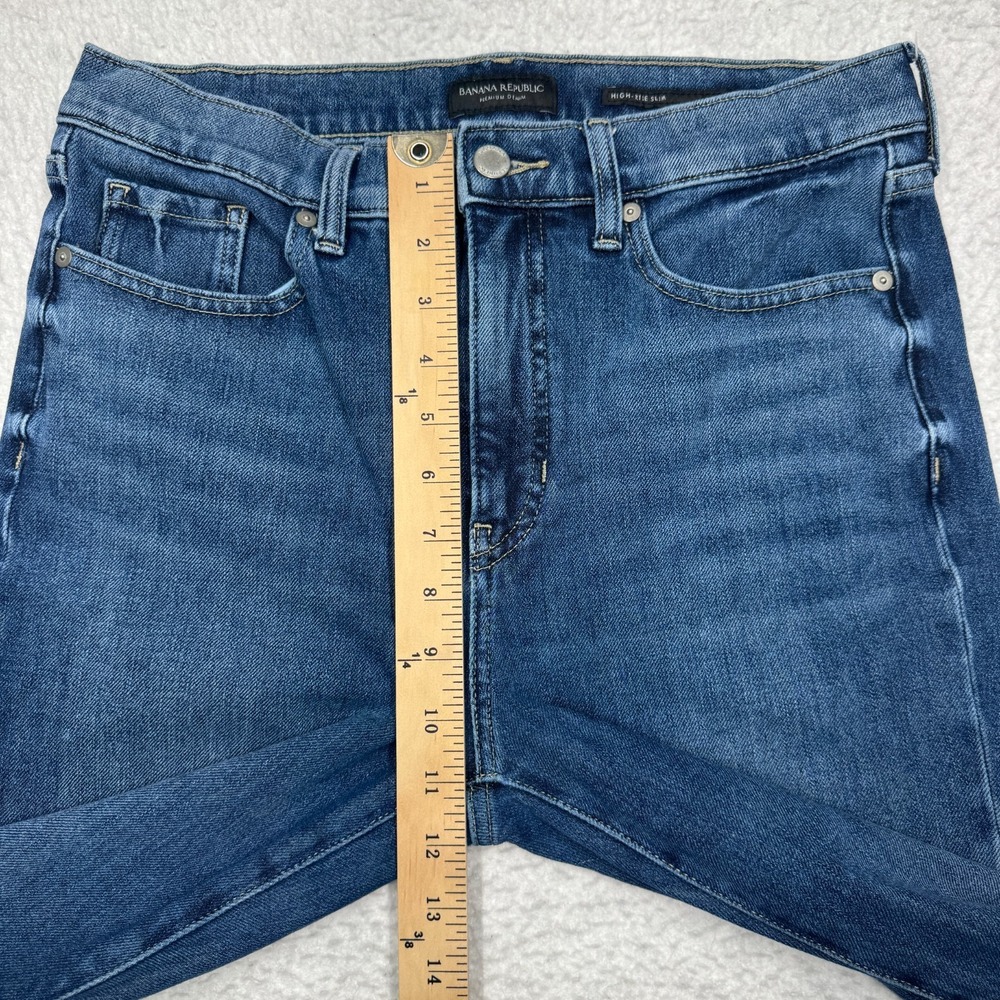 Banana Republic High Rise Slim Stretch Blue Denim Pants Women's 30x27 - Picture 9 of 12